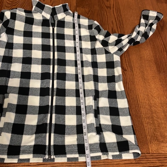 LANDS’ END women’s Plus buffalo check FLEECE zip up black white check size 2X - Picture 11 of 13